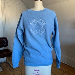 Upcycled Vintage B-Wear Embroidered Sweatshirt   One-of-a-Kind Blue Pullover